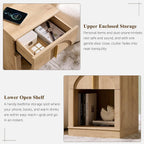 ACCOHOHO 18" Nightstand Set of 2 with Arched Panel,Natural Oak | Bedside Table & Side End Table with Charging Station, Drawer Storage, and Open Shelf for Bedroom & Living Room