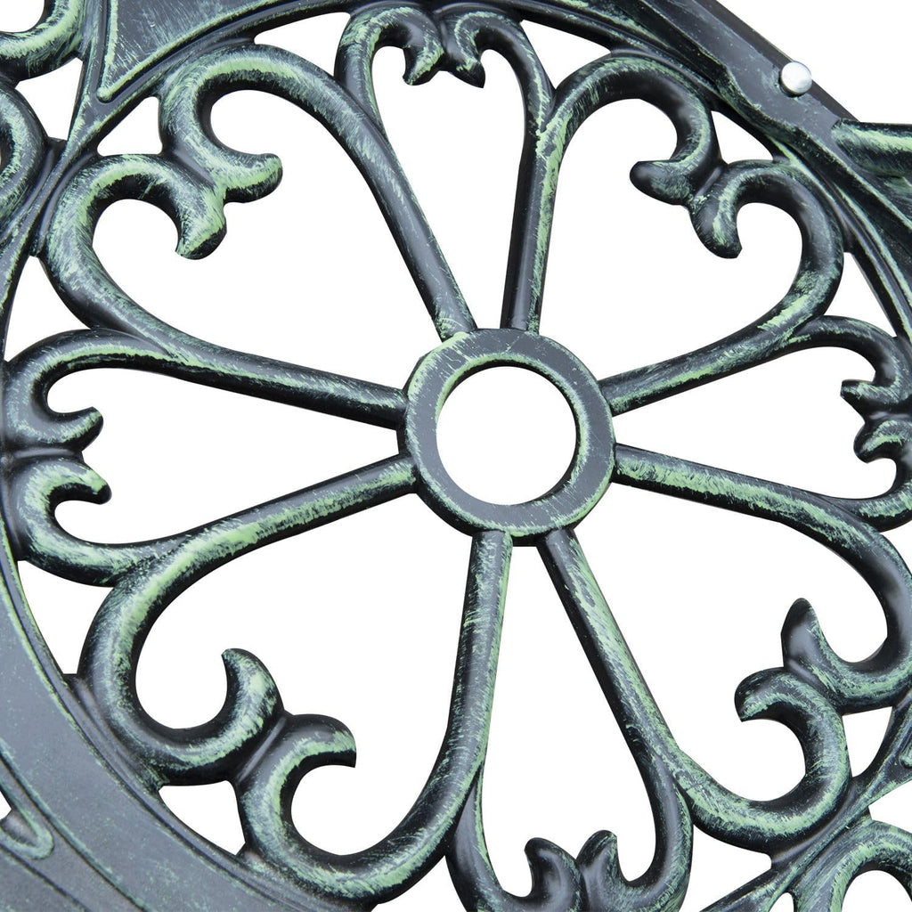 Floral Rose Design Antique Green Cast Aluminum FFor rame Weatherproof Premium Heavy Duty Durable Outdoor Loveseat
