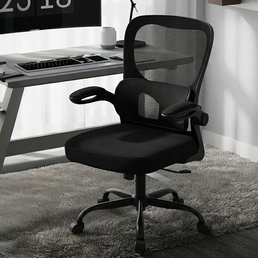 AreShark Office Chair Ergonomic Desk Chairs with Adjustable Lumbar Support, High Back Breathable Mesh Chair with Wheels& Flip-up Armrests,Rolling Swivel Comfy Task Computer Chair for Home Work Gaming