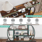 63" Narrow Console Table with Storage, 4-Tier Sofa Table Behind Couch, Industrial Entryway Accent Table with Metal Frame for Living Room, Hallway, Foyer