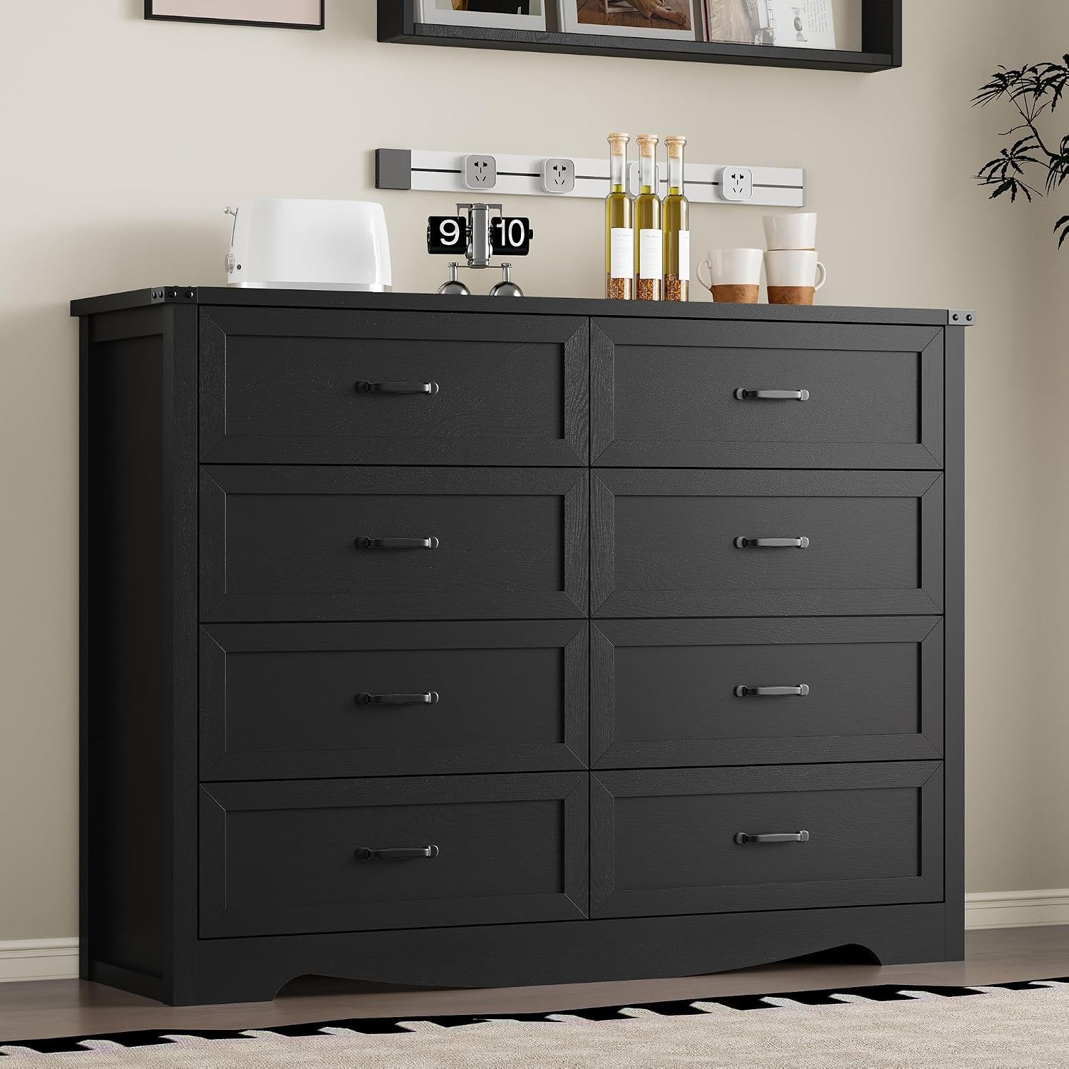 BORNOON 8-Drawer Dresser for Bedroom, Modern Wooden Chest of Drawers with Metal Handles, Anti-Tipping Design, Sturdy and Stable Storage Organizer for Living Room, Entryway, Home Office