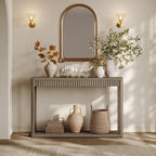 SICOTAS Entryway Table with Storage Shelf, Modern Console Table, Fluted Narrow Entry Table 94.64" Entry Way Table, Wooden Couch Table Behind Sofa for Living Room Hallway Entrance Foyer, Grey Alder