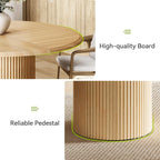 LITTLE TREE 47 Inches Round Dining Table for 4, Farmhouse Natural Wooden Dining Room Table with Heavy Duty Fluted Pedestal, Large Circle Kitchen Dinner Table for Dining Room, Living Room (Table Only)