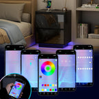Anbuy LED Nightstand with 2 Drawers & Power Outlets, Nightstand Set of 2 with Lights, Bedside Table Modern End Table with Variable Color Lights for Bedroom, Living Room Black Marble