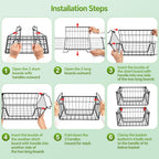 MSERCUOR 4 Pack Potato and Onion Storage Bin, Stackable Wire Fruit Basket for Kitchen Counter, Sweet Potatoes Storage for Kitchen Organization and Storage, Black Foldable Wire Basket