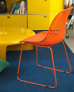 Modern Dining Chairs Set of 4, Stable Plastic Kitchen Chairs with Metal Sled Base for Dining Room (Blood Orange)