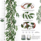 RECUTMS Artificial Willow Leaves Vine Twigs 2Pcs 5.7Ft Fake Hanging Ivy Plants Silk Green Leaf Rattan Garland Greenery Decor for Indoor Outdoor Home Wedding Arch Jungle Beach Birthday Party Garden