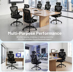 Office Chair Ergonomic Desk Chair with Adjustable Headrest Lumbar Support, High Back Breathable Mesh Chair with 120° Tilt & Flip-Up Armrests, Swivel Comfy Task Computer Chair for Work, Study