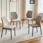 Dining Chairs Set of 4, Mid Century Modern Fabric Upholstered Kitchen Chairs, Light Brown Dining Room Chair with Sticthing Back for Kitchen Dining Room