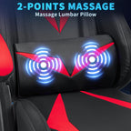Gaming Chair with Speakers and LED Lights Ergonomic Computer Chair with Massage and Footrest Reclining Video Game Chair for Adults with Adjustable Lumbar Support Red and Black