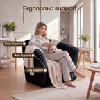 Claiks Boneless Chair Comfy Cloud Couch Corduroy Single Sofa Oversized Accent Chair for Adults Couches for Living Room Bedroom Apartment Small Spaces, Black