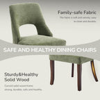 AQO Wooden Dining Chairs Set of 6, Mid Century Upholstered Kitchen Chairs Dining Room Chairs, Chenille Farmhouse Kitchen Chairs Dinner Chair for Kitchen Dining Room, Green