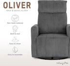 Dream On Me Oliver Swivel Glider with 360-Degree Swivel and Plush Corduroy Fabric, FSC Certified.