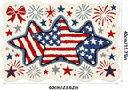 Patriotic Door Mat 4th of July Doormat Durable American Flag USA Front Door Mat Outdoor Non‑Slip Red White Blue Welcome Mat Plush Bathroom Rug Entryway Floor Mats Indoor Outdoor Decor 23.62x15.75in