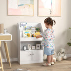 Toy Storage Cabinet, Bookcase Bookshelf for Room, Bedroom, Playroom, Nursery, White