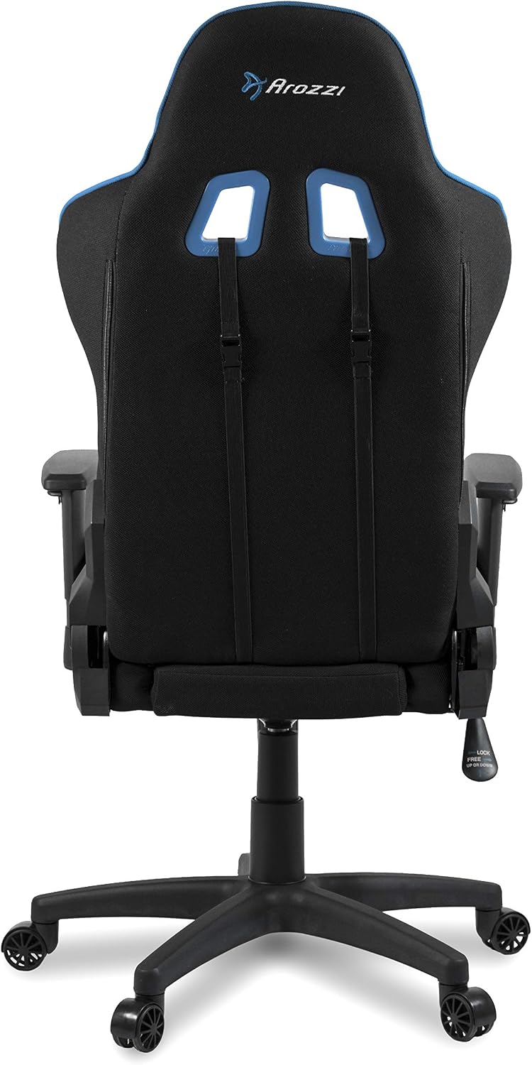 Arozzi - Forte Mesh Fabric Ergonomic Computer Gaming/Office Chair with Recliner, Swivel, Tilt, Rocker, Adjustable Height and Adjustable Lumbar and Neck Support Pillows - Black - Blue Accents