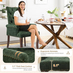 cinkehome Set of 4 Upholstered Dining Chairs, Dining Room Kitchen Chair with Armrest and Solid Wood Leg, Mid Century Modern Side Chairs (Olive Green, Chenille)