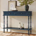 ARTPOWER Console Table for Entryway with 2 Drawers-Minimal Assembly,Blue Retro Entryway Table with Storage Cabinets and Open Shelf,Narrow Long Couch Table Behind Sofa for Living Room,Foyer,Hallway