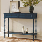 ARTPOWER Console Table for Entryway with 2 Drawers-Minimal Assembly,Blue Retro Entryway Table with Storage Cabinets and Open Shelf,Narrow Long Couch Table Behind Sofa for Living Room,Foyer,Hallway