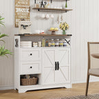 Vabches Farmhouse Buffet Sideboard Cabinet with Drawers and Open Shelf, 38.5" Storage Cabinet with Adjustable Shelves and Door, Modern Coffee Bar Hutch Pantry for Kitchen, Living Room, Entryway, White