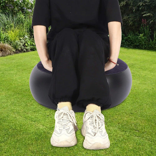 01 02 015 Inflatable Flocking Stool, Inflatable Chair Footrest Blue Indoor Outdoor Portable for Travel for Home, default