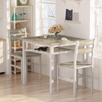 Hooseng 3 Piece Dining Table Set for 2, Small Wooden Kitchen Table with Storage, Farmhouse Square Dinette Set for Dining Room, Breakfast Nook, Apartment, Small Space