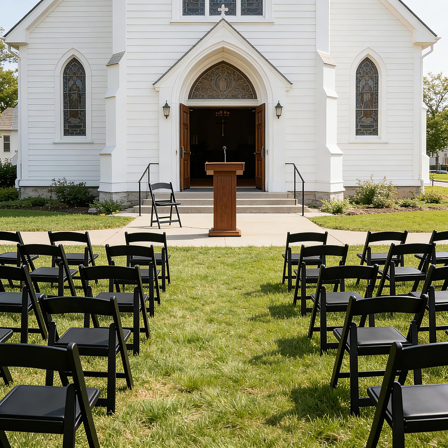 Resin Folding Chairs 4 Pack, 650LB Weight Capacity Foldable Chairs with Padded Seats, Indoor/Outdoor Lightweight Folding Chair for Events, Churches, Schools, Dining, Weekly Services(Black)