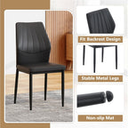 Black Dining Chairs Set of 6, Modern PU Leather Kitchen Chairs with Soft Cushion and Black Metal Legs, Waterproof and Easy to Clean, Armless Dining Chairs for Dining Room,Kitchen,Apartment