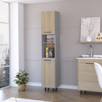 2-Door 2-Shelf Kitchen Pantry Light Pine and Gray,Buffet Kitchen Sideboard,for Kitchen,Dining Room,13.58 * 15.75 * 82.05