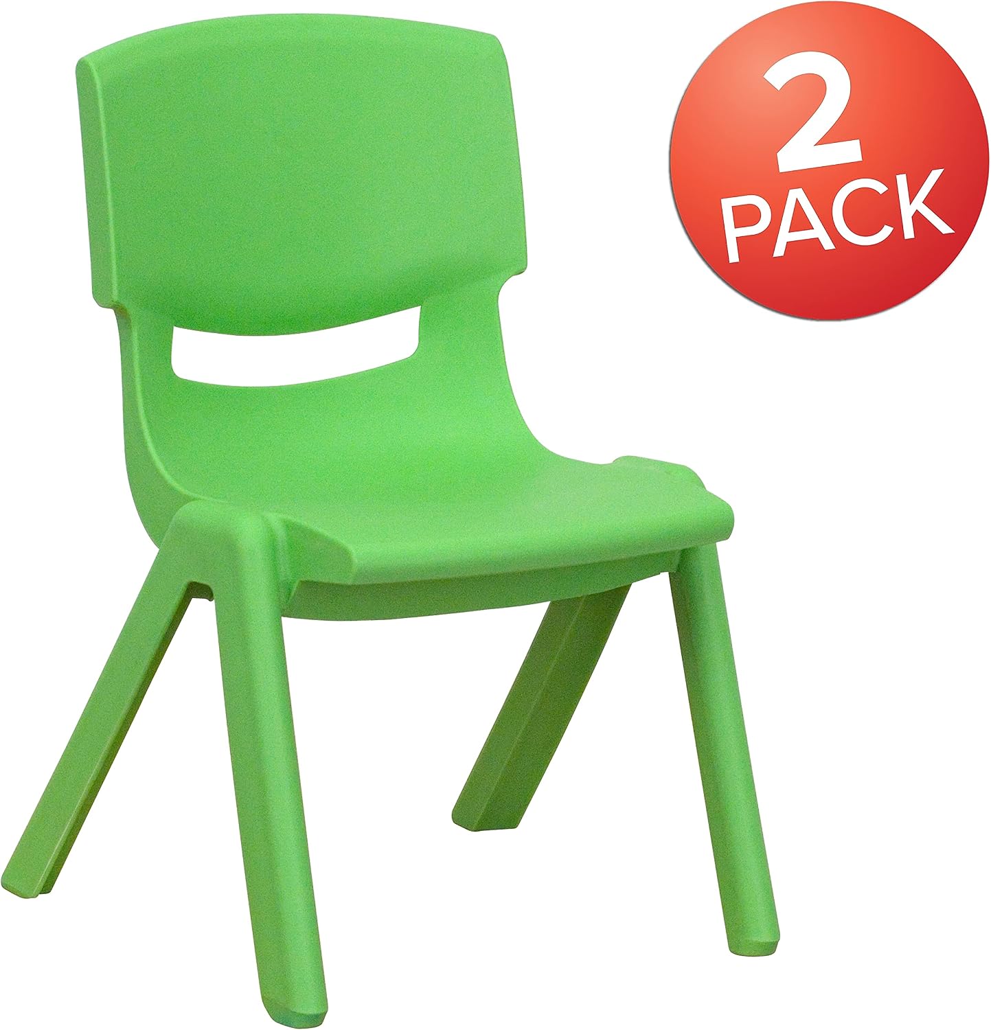Flash Furniture Whitney 2 Pack Green Plastic Stackable School Chair with 10.5'' Seat Height