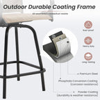 HOMREST Outdoor Swivel Bar Stools Set of 2, High Patio Swivel Bar Chairs with Padded Back & Seat, All-Weather Textilene Tall Patio Chair with Curved Armrest & Metal Footrest for Outside,Dark Brown