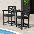 Tall Adirondack Chairs Set of 2, Outdoor 24'' Counter Height Bar Stools with Back and Arms, All-Weather HDPE Patio Tall Chairs for Balcony, Backyard, Garden, Deck (Black)