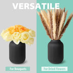 flature Ceramic Vase with Grooves - Waterproof Flower Vase in Matte Black for Fresh Flowers, Dried Flowers, Pampas Grass, Large 7.9" Tall Vase as a Gift, Decoration for Living Room, Bedroom, Office.