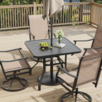 Soohow Patio Dining Table 35"x35", Square Outdoor Dining Table with 1.57" Umbrella Hole, Metal Outdoor Furniture for Patio, Graden, Backyard and Poolside, Weather-Resistant