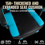 Massage Gaming Chair, Big and Tall Computer Game Chair with Lumbar Support & Footrest, Breathable PU Leather Gamer Office Desk Chair with Adjustable Height and 360° Swivel Wide Seat, Blue