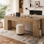 Tribesigns Extra Long Console Table, 79-Inch Entryway Table with 2 Drawers and Side Storage Shelves, Farmhouse Behind Couch Table for Entrance, Hallway, Foyer, Living Room, Brown