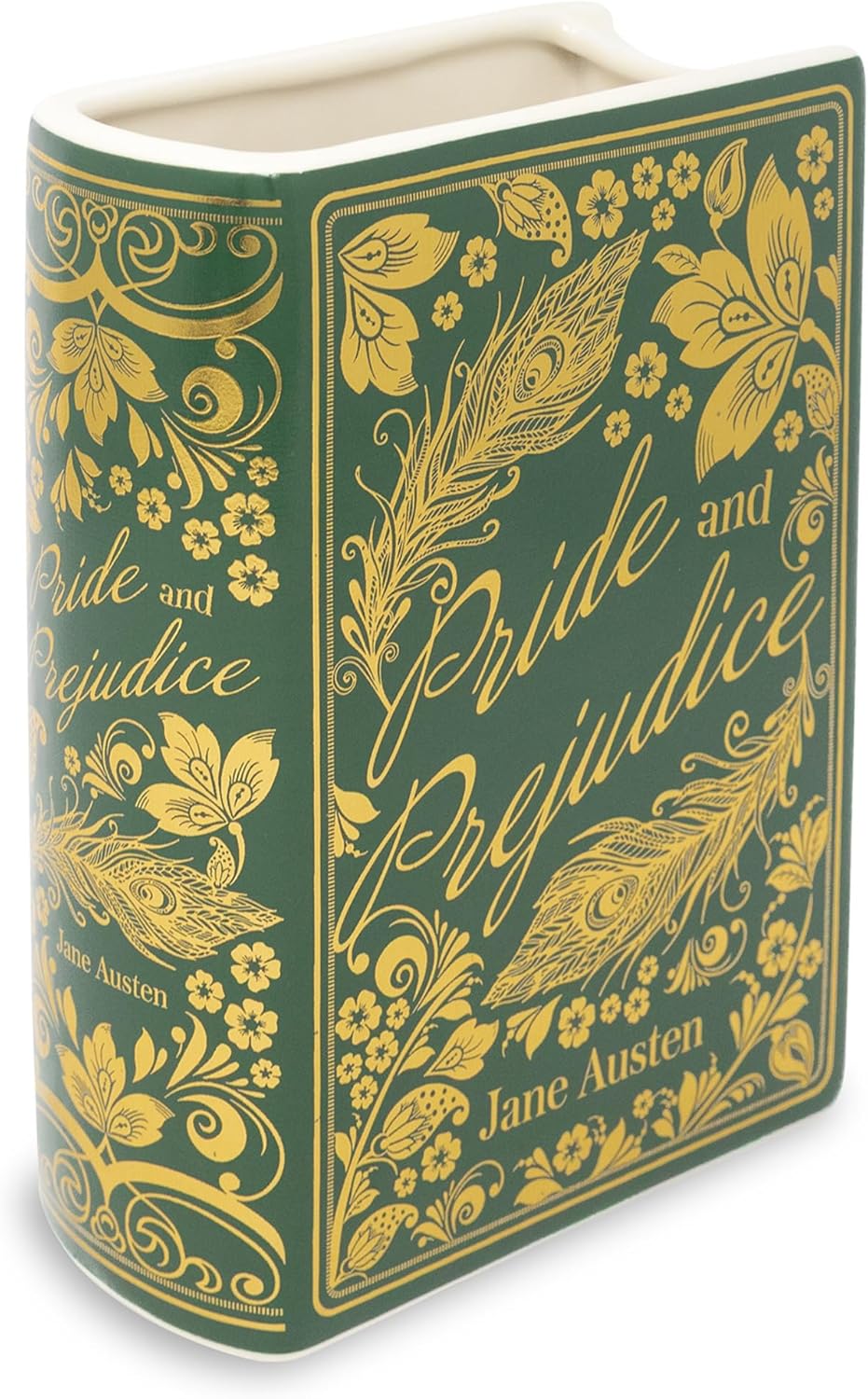 Steel Mill & Co Original Large Book-Shaped Decorative Vase, Ceramic Vases for Home Decor, Cute Bookshelf Decor, Unique Vase for Book Lovers (Pride and Prejudice - Collector's Edition)