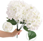 Auihiay 12 Bundles Hydrangea Artificial Flowers for Outdoors and Indoor, UV Resistant White Hydrangeas, Faux Silk Hydrangea Flowers for Porch, Yard, Patio, Outdoors Wedding, Home Decoration