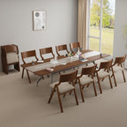 Folding Dining Chairs Set of 2, Upholstered Kitchen Chair with Padded Seat & Wood Backrest, Modern Side-Chair with Wood Legs for Home Office Living Room,No Assembly Needed,Walnut