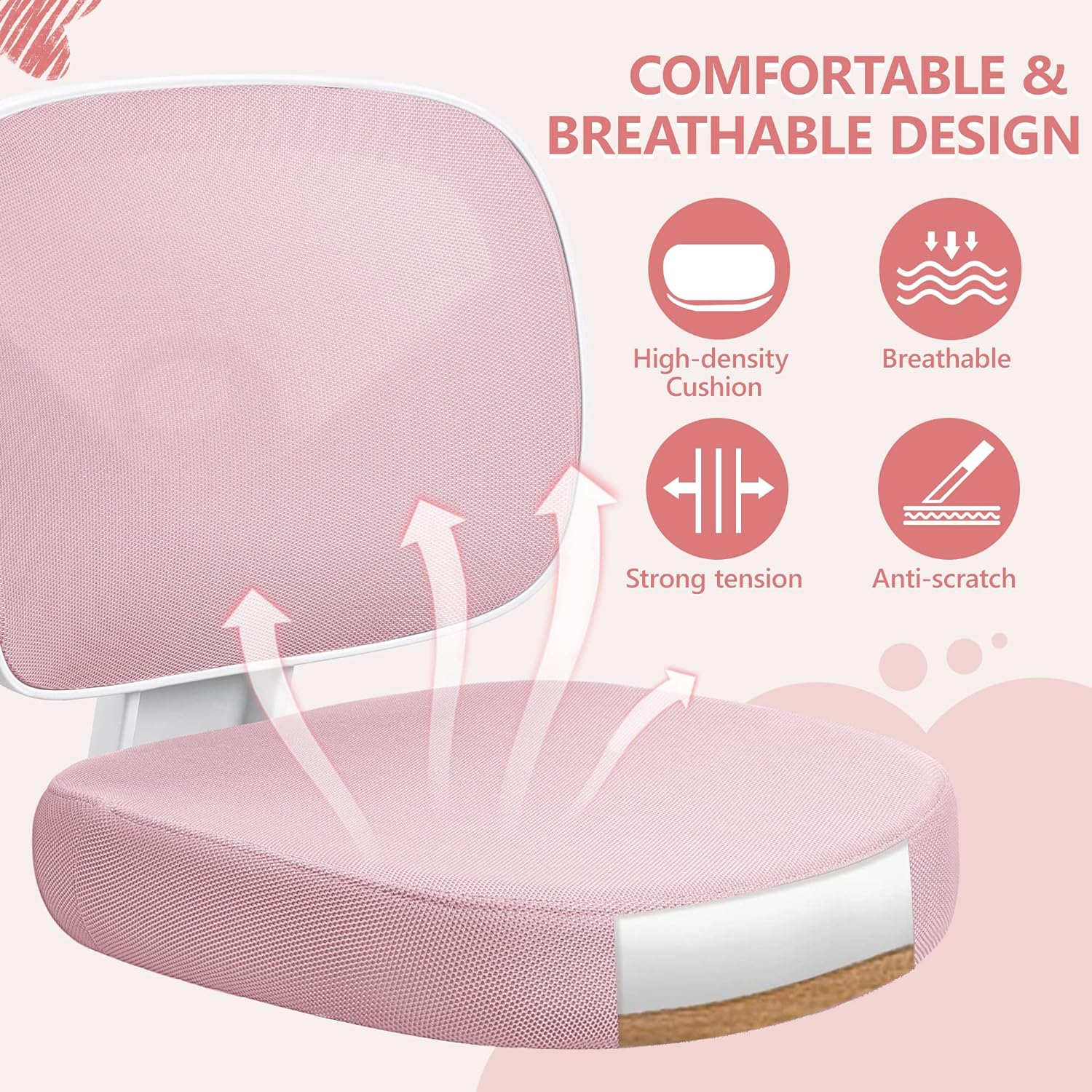 Primy Kids Desk Chair, Pink Study Chair for Boys Girls with Height Adjustable, Swivel Mesh Task Student Chairs for 4-12, Growing Teen Office Chair for Home/School/Office (Pink)