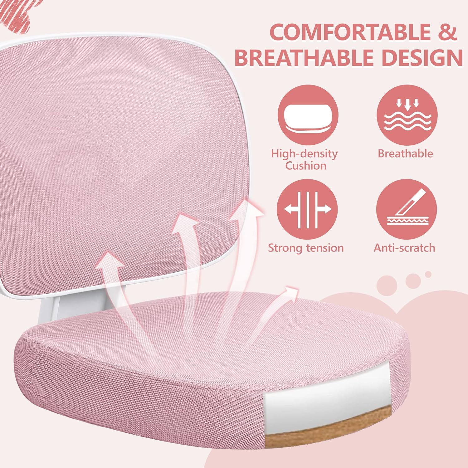 Primy Kids Desk Chair, Pink Study Chair for Boys Girls with Height Adjustable, Swivel Mesh Task Student Chairs for 4-12, Growing Teen Office Chair for Home/School/Office (Pink)