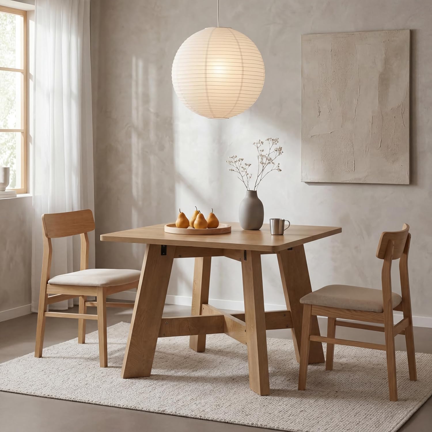 LITTLE TREE 39.37" Square Dining Table for 4, Small Space Kitchen Table with Pedestal Base, Farmhouse Wood Tables for Apartment, Dining Room & Living Room, Ideal for Cafe & Restaurant Use