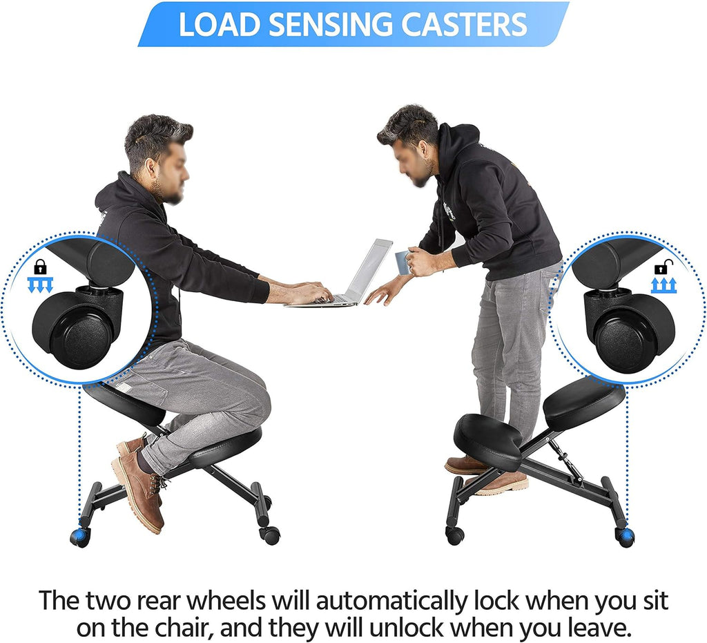 Topeakmart Ergonomic Kneeling Chair Improve Posture & Neck Pain Home Office Desk Chairs Flexible Seating Rolling Adjustable Stool