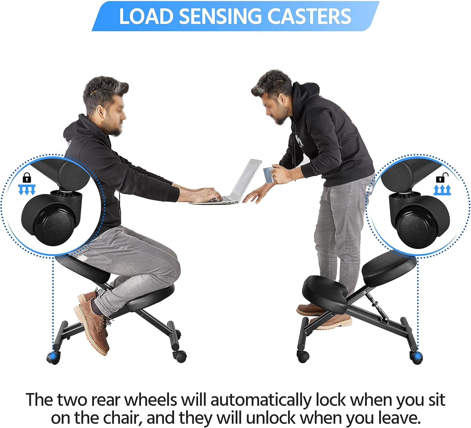Topeakmart Ergonomic Kneeling Chair Improve Posture & Neck Pain Home Office Desk Chairs Flexible Seating Rolling Adjustable Stool