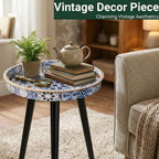 Round Indoor Side Tables with Detachable Wooden 3 Legs, Versatile Tray Table, Perfect for Round Coffee Table Tea, and Relaxation Time 17.7 Inch (33 Bohemian)