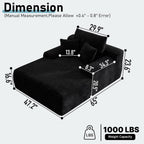65'' Chaise Lounge Chair Indoor, Black Corduroy Sofa Bed, Boneless Lounge Chair, Oversized Sleeper Sofa, Black Corduroy Cloud Couch Reading Chair for Living Room No Assembly