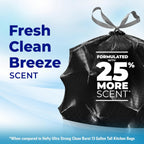Hefty Ultra Strong Signature Scents 13 Gallon Trash Bags, Fresh Clean Breeze Scent, Tall Kitchen Trash Bags with 25% More Scent Technology, Blackout, 80 Count