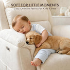 FLEXISPOT Souffle-Pro Swivel Rocker Recliner Chair with Nightlight, Power Nursery Glider Recliner with Massage & Heat, Adjustable Headrest, Oeko-TEX Fabric, Ideal for Nursery & Home Relaxation, Cream