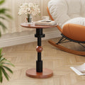 Round End Table, 100% Solid Wood Mid Century Modern Pedestal Side Table, Small Accent Table for Living Room,Bedroom,Balcony, Walnut Finish