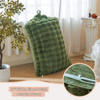 LIFEREVO Faux Rabbit Fur Stuffed Animal Bean Bag Storage (No Filler), Soft Waffle Bubble Beanbag Chair Cover for Kids Teens, Furry Floor Lounger Plush Toys Organizer Living Room Bedroom, Sage Green